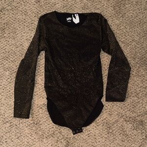 YITTY Shimmering Black Long Sleeve Bodysuit